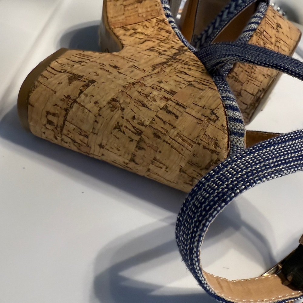 Blue Strappy Wedge Sandals size 7 - Picture 10 of 14